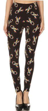 Autism Awareness. Rainbow Ribbons, Black With Super Cute Leggings One Size 2-12